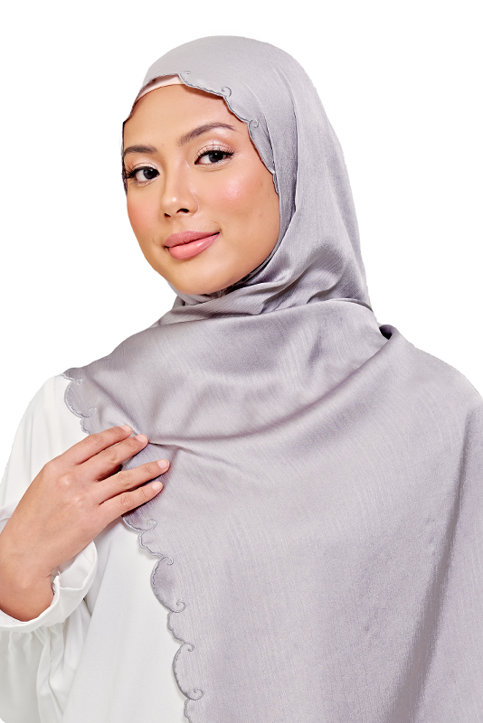 Sulam Melor Scarf in Pewter Grey